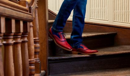 Zapatos Brogue Para Hombre Hombre Mcclean – Rojo Pintado A Mano / Gamuza Azul Marino Barker Shoes – 1